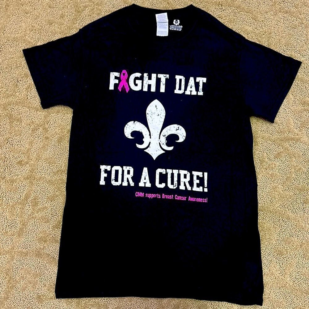 Gildan Women’s Small Black SS Heavy Cotton T-Shirt Fight Dat for a Cure!